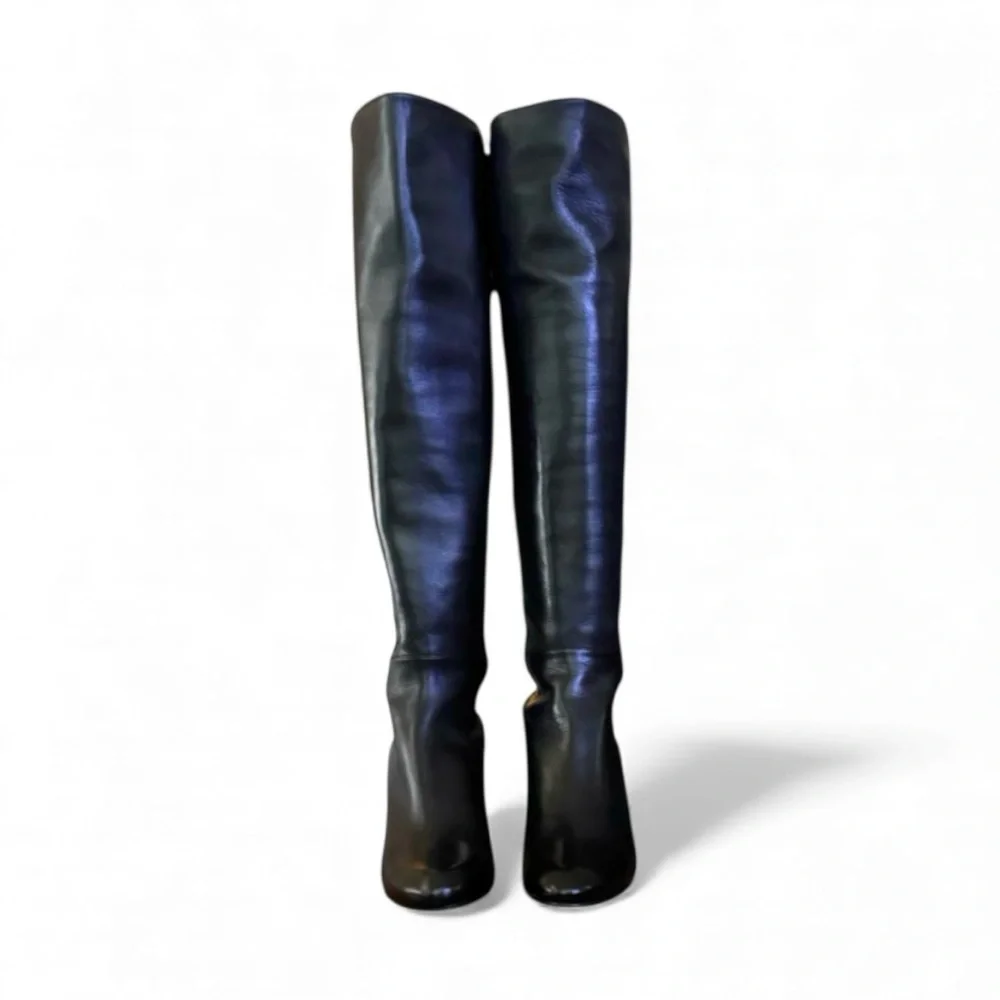 🆕💞Stuart Weitzman Over-The-Knee 5050 Demi-Wedge Black Boots • 6.5 US • NIB